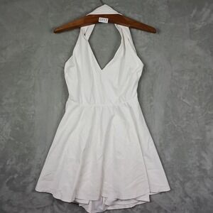 Lulus Romper Womens XL White Halter V-Neck Open Back Summer Festival Sunsuit